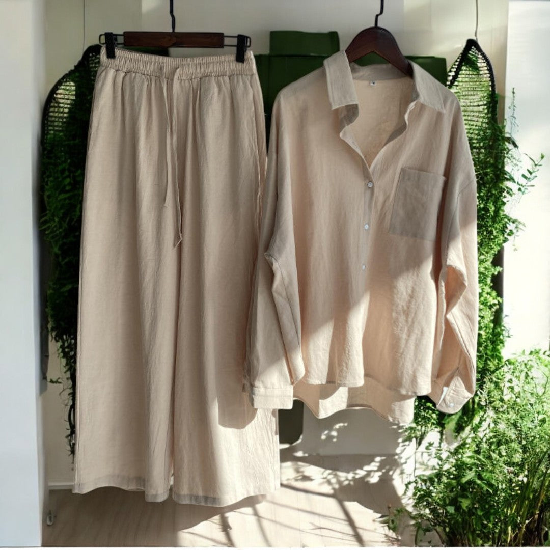 Nicole Cotton Linen Shirt Suit