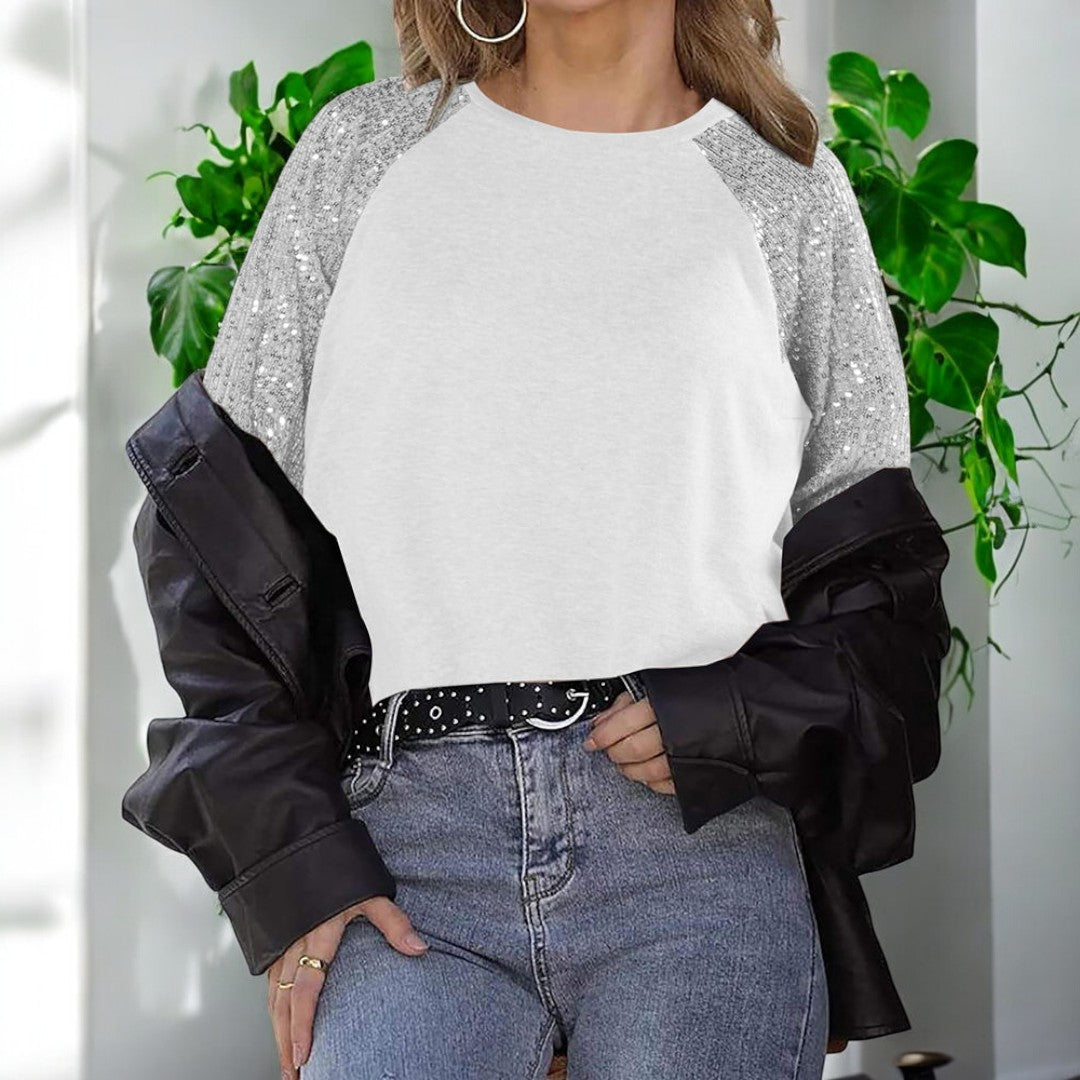 Raya Sequin Long Sleeve Blouses