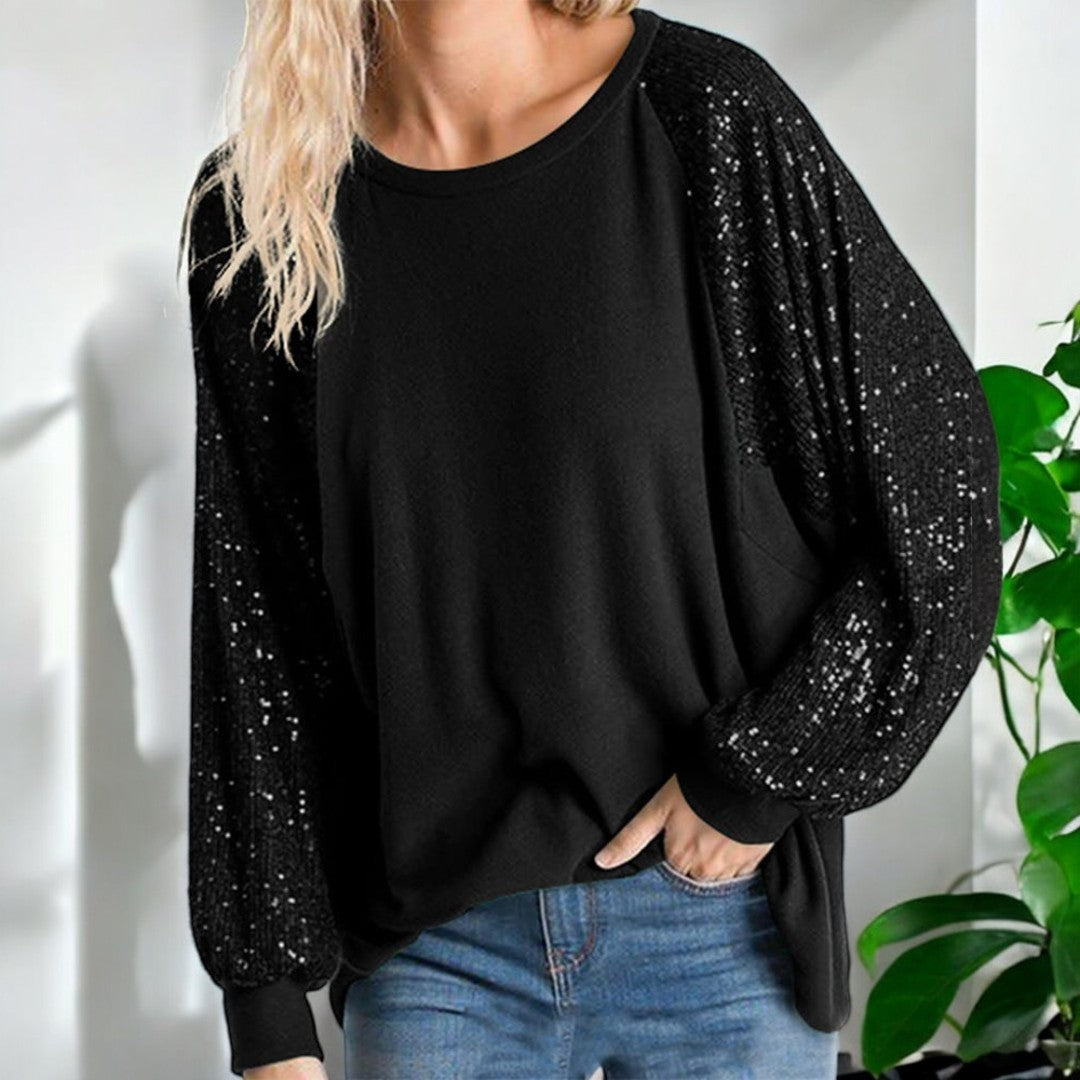 Raya Sequin Long Sleeve Blouses