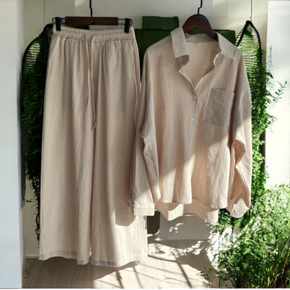 Nicole Cotton Linen Shirt Suit