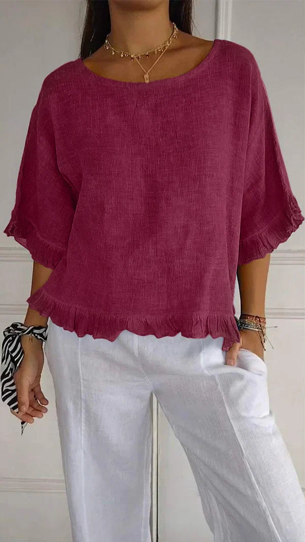 Marian™ | Ruffle Hem Linen Tops