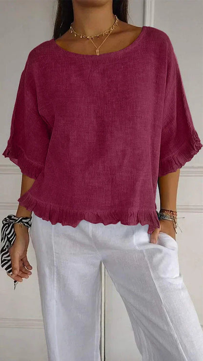 Marian™ | Ruffle Hem Linen Tops