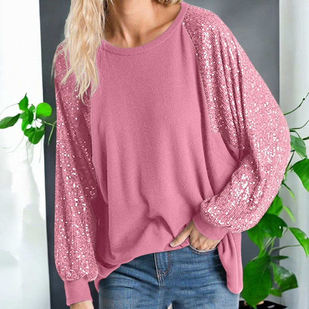 Raya Sequin Long Sleeve Blouses