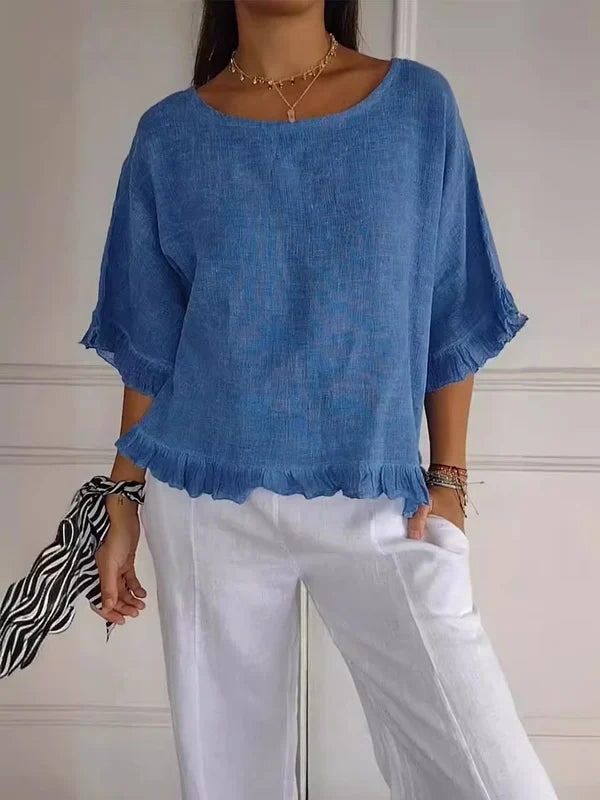 Marian™ | Ruffle Hem Linen Tops