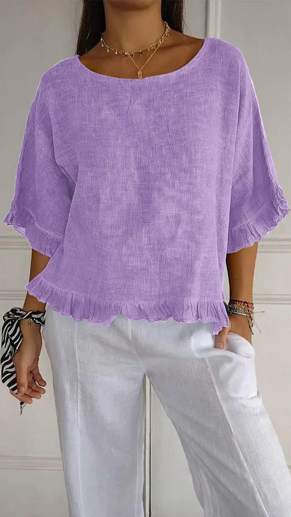 Marian™ | Ruffle Hem Linen Tops
