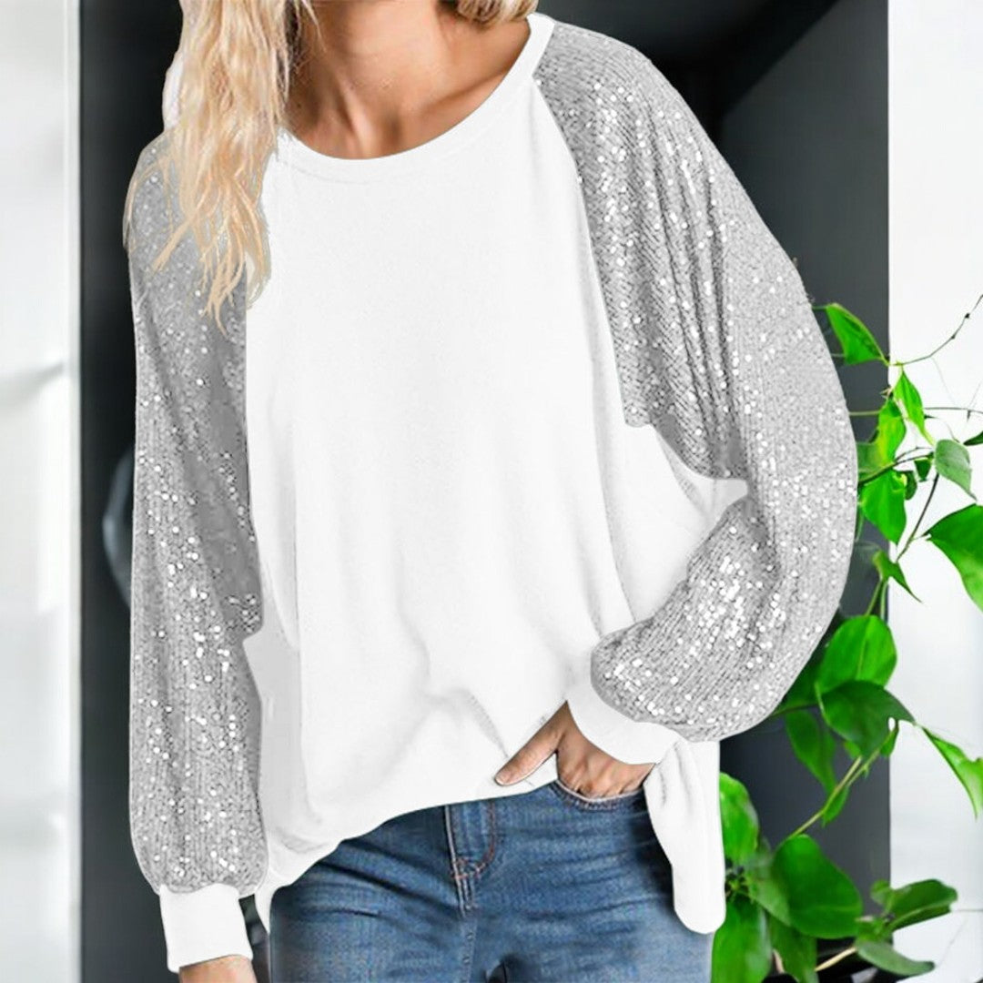 Raya Sequin Long Sleeve Blouses