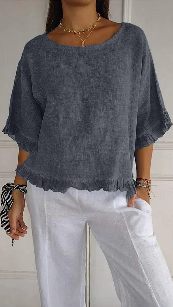 Marian™ | Ruffle Hem Linen Tops
