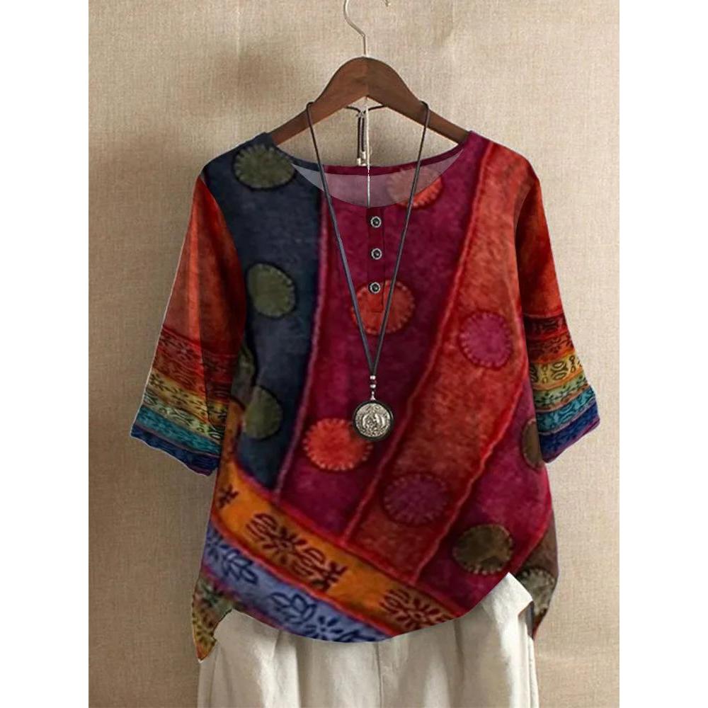 Mallie™ | Boho Patchwork Blouse