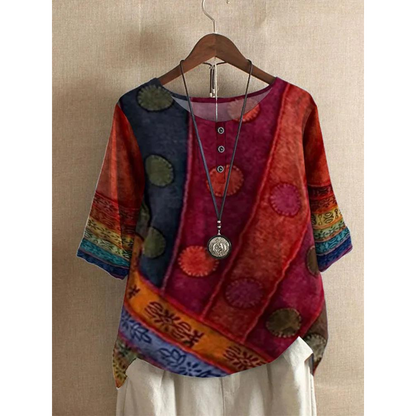 Mallie™ | Boho Patchwork Blouse