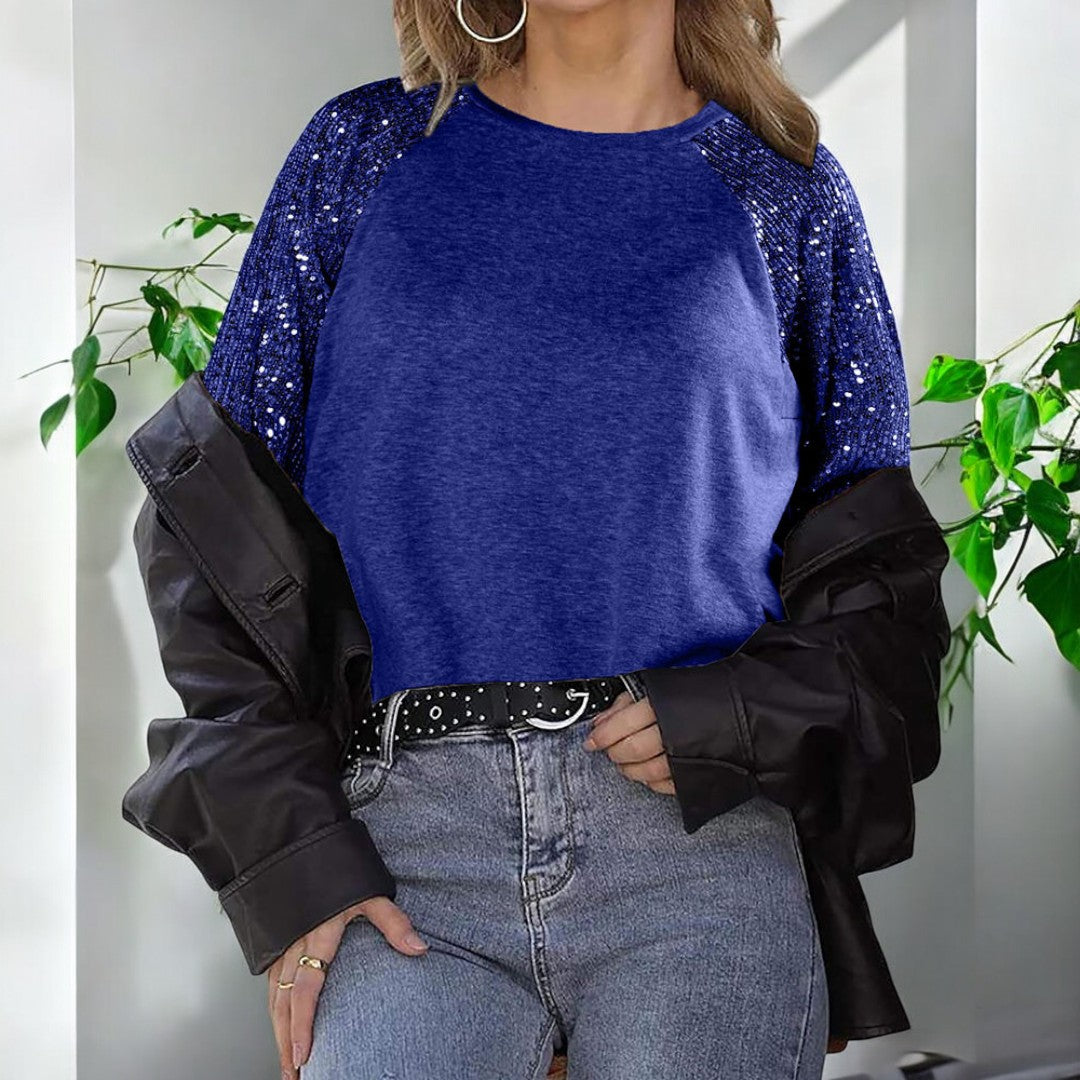 Raya Sequin Long Sleeve Blouses