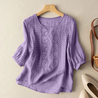 Azari Embroidered V-neck Loose Blouse