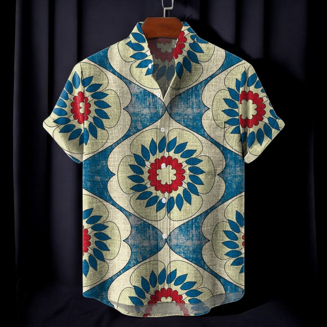 Julius Summer Shirt With Tile Art