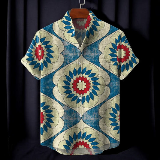 Julius Summer Shirt With Tile Art