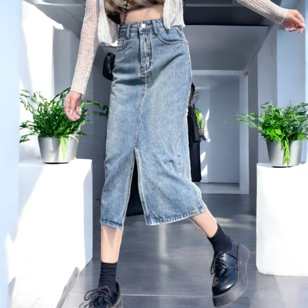 Adelyn Denim Long Skirt Dress