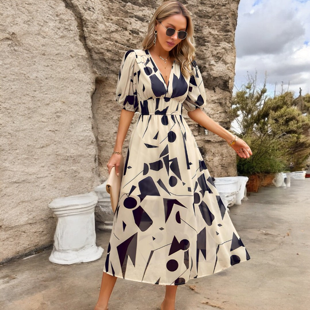 Veronica Charming Dress With V-neck