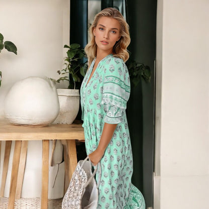 Lylah V-neck Half Sleeve Dress