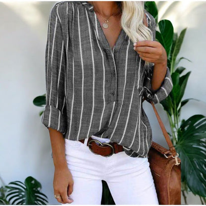 Faye Striped Casual Blouse