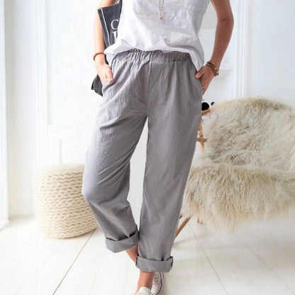 Reya Elastic Mid Waist Straight Trousers