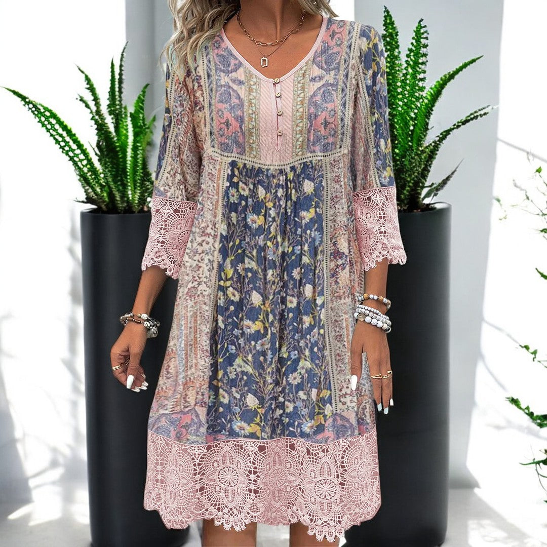 Raelyn Summer Dress With Retro Print