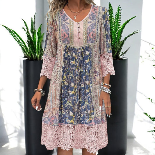 Raelyn Summer Dress With Retro Print