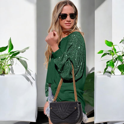 Raya Sequin Long Sleeve Blouses