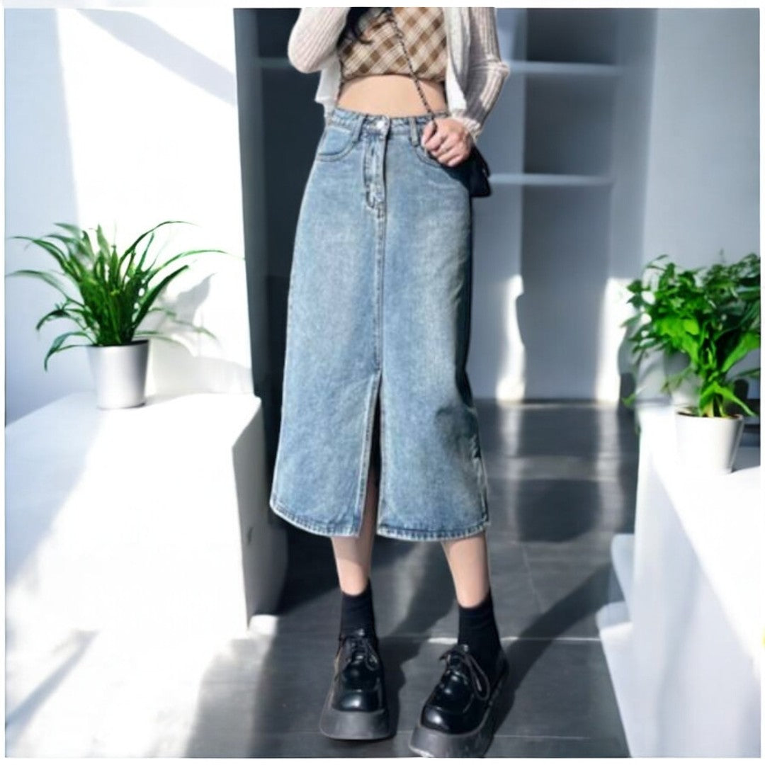 Adelyn Denim Long Skirt Dress