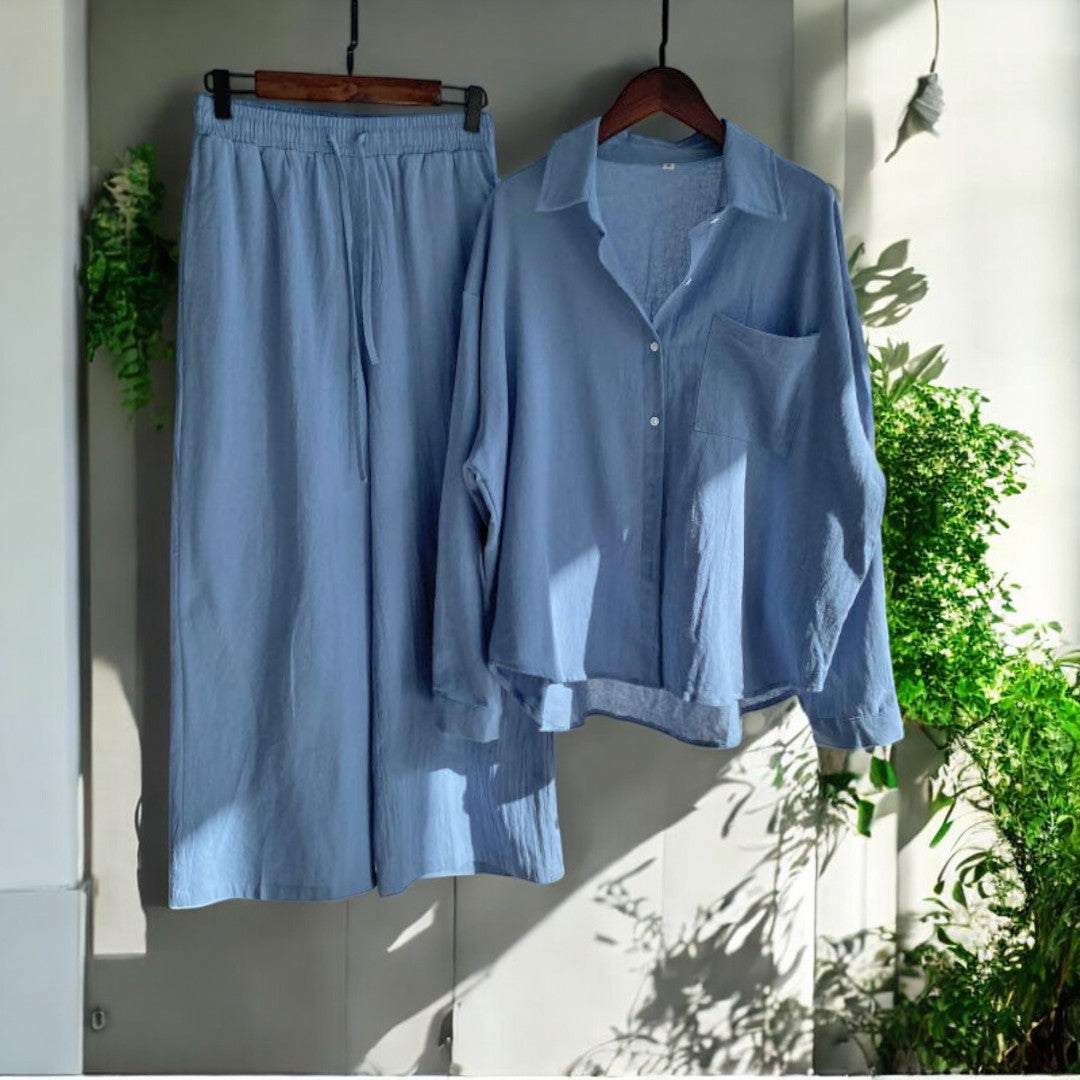 Nicole Cotton Linen Shirt Suit