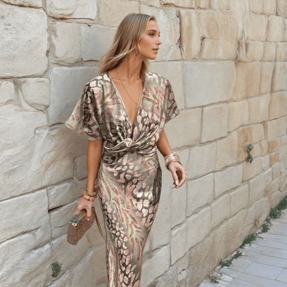 Dalia Flowing Twisted V-Neck Maxi Dress