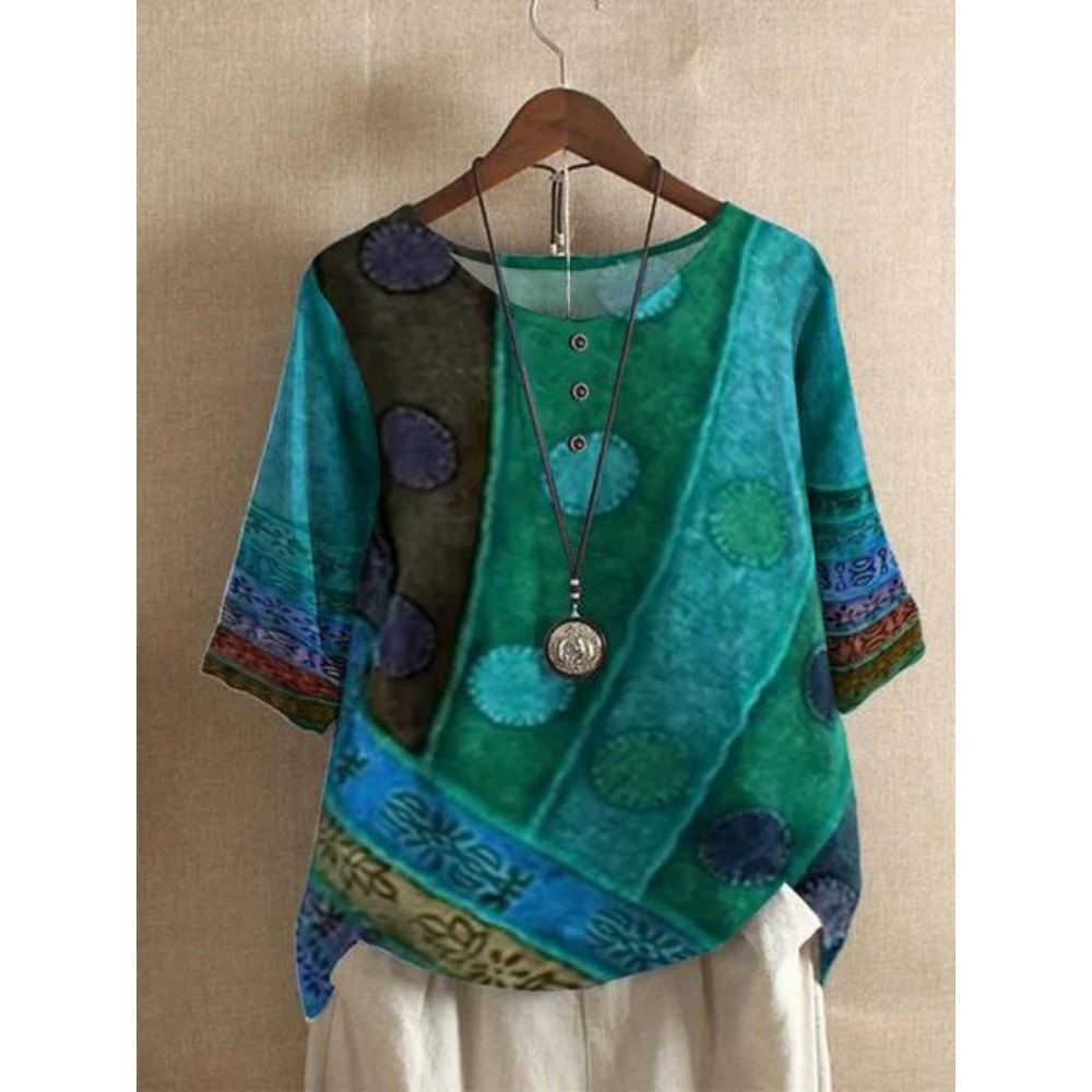 Mallie™ | Boho Patchwork Blouse
