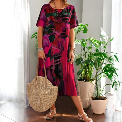 Anya Round Neck Loose Beach Dress