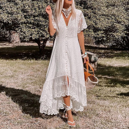 Kendall V-Neck Lace Midi Dress