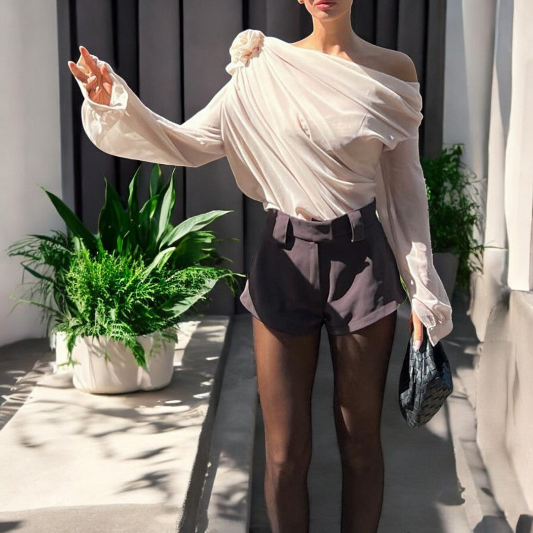 Raquel Chiffon Top with 3D Flowers