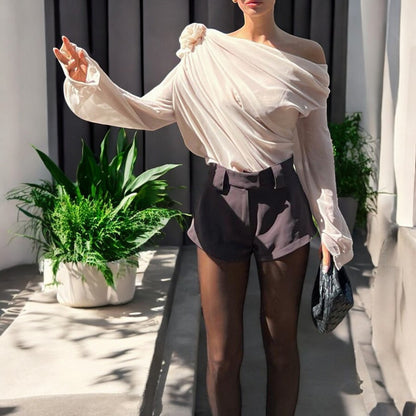 Raquel Chiffon Top with 3D Flowers