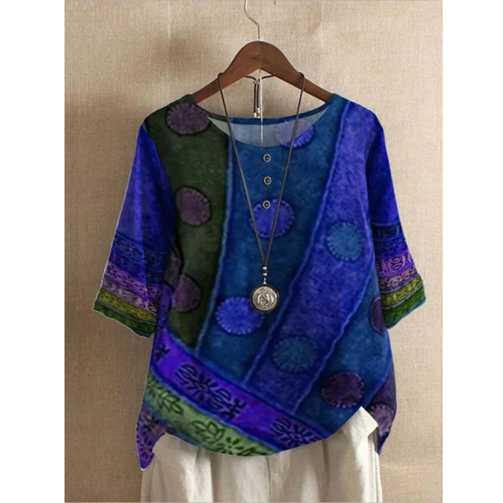 Mallie™ | Boho Patchwork Blouse