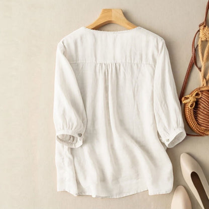Azari Embroidered V-neck Loose Blouse