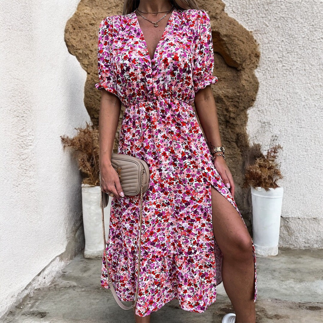 Karsyn Dress With Floral Pattern And Slit