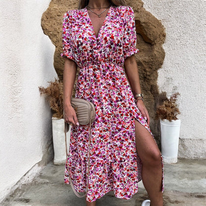 Karsyn Dress With Floral Pattern And Slit