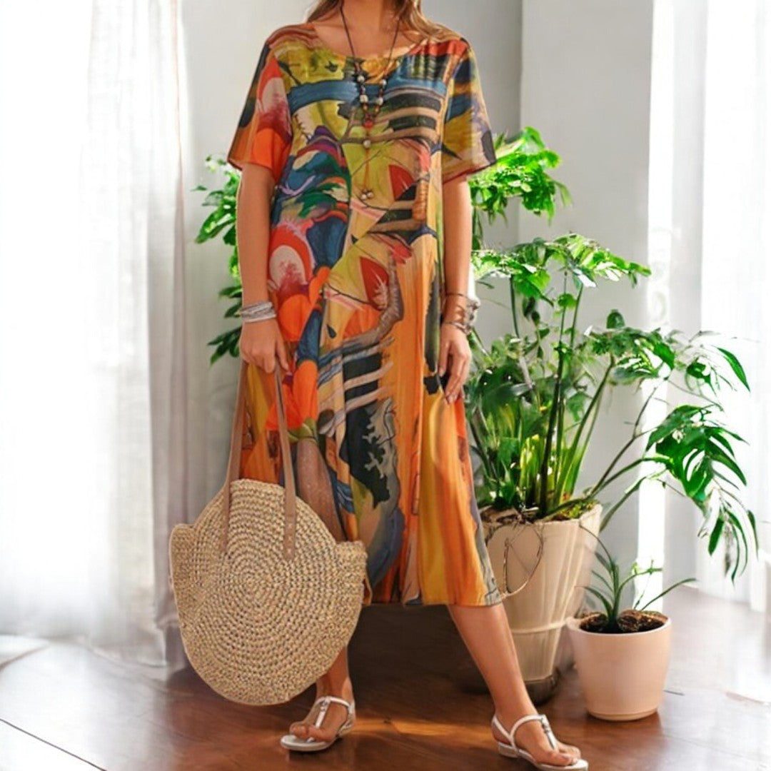 Anya Round Neck Loose Beach Dress