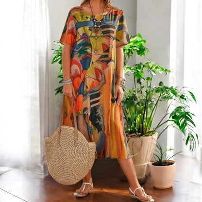 Anya Round Neck Loose Beach Dress