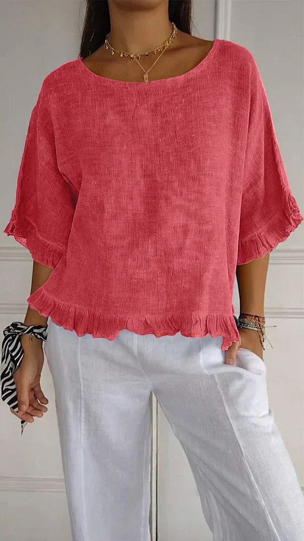 Marian™ | Ruffle Hem Linen Tops