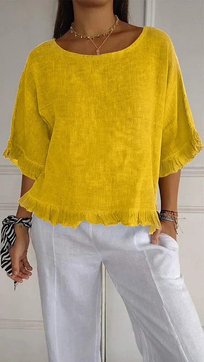 Marian™ | Ruffle Hem Linen Tops