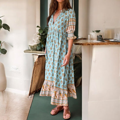 Lylah V-neck Half Sleeve Dress