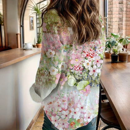 Angelica Floral Print Long Sleeve Collared Shirt