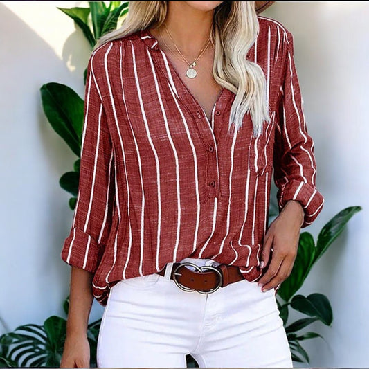 Faye Striped Casual Blouse