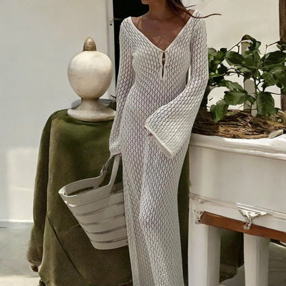 Danielle Backless V Neck Knitted Dress