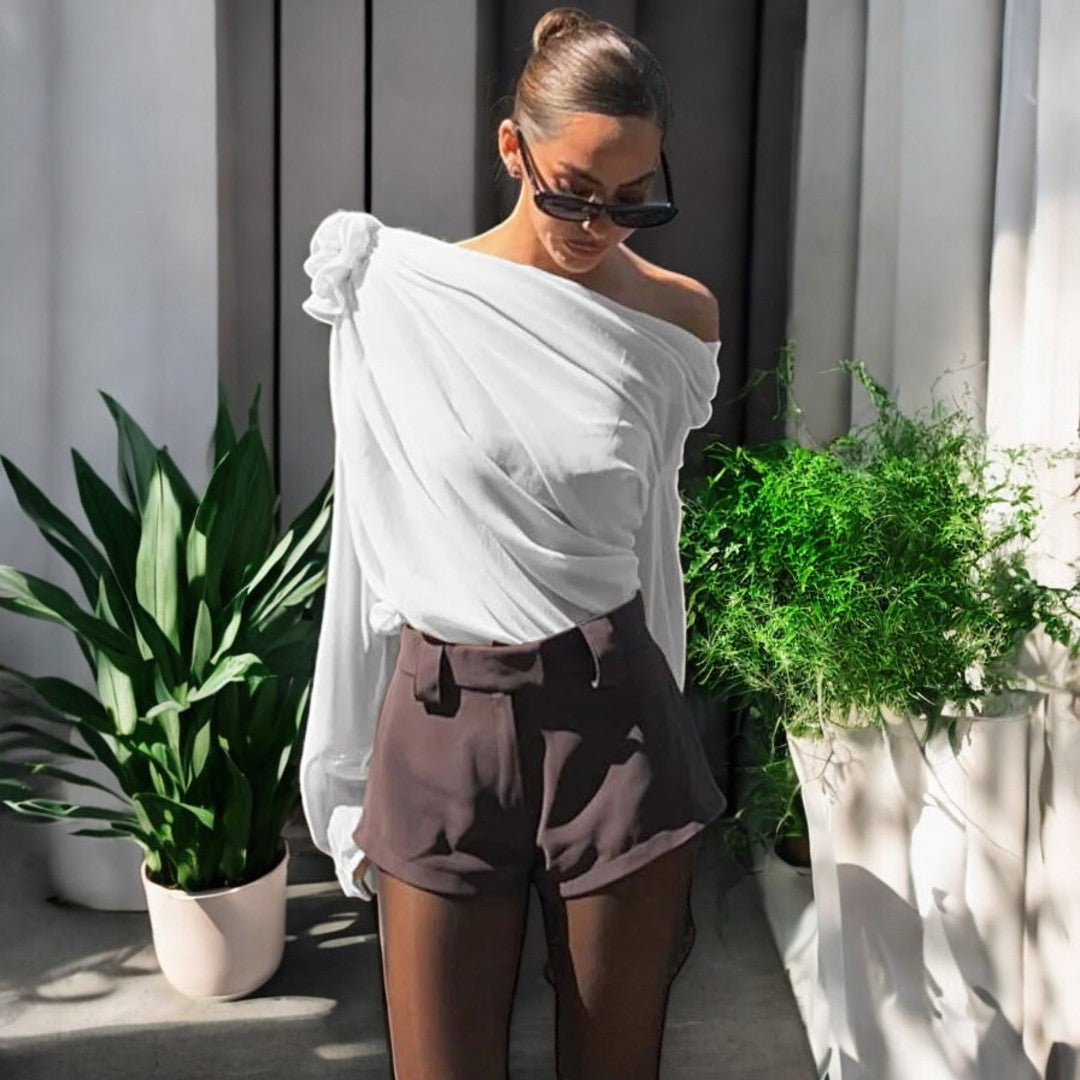Raquel Chiffon Top with 3D Flowers