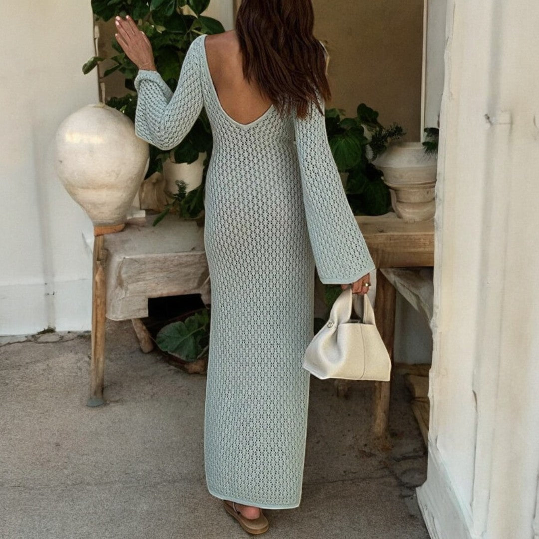 Danielle Backless V Neck Knitted Dress