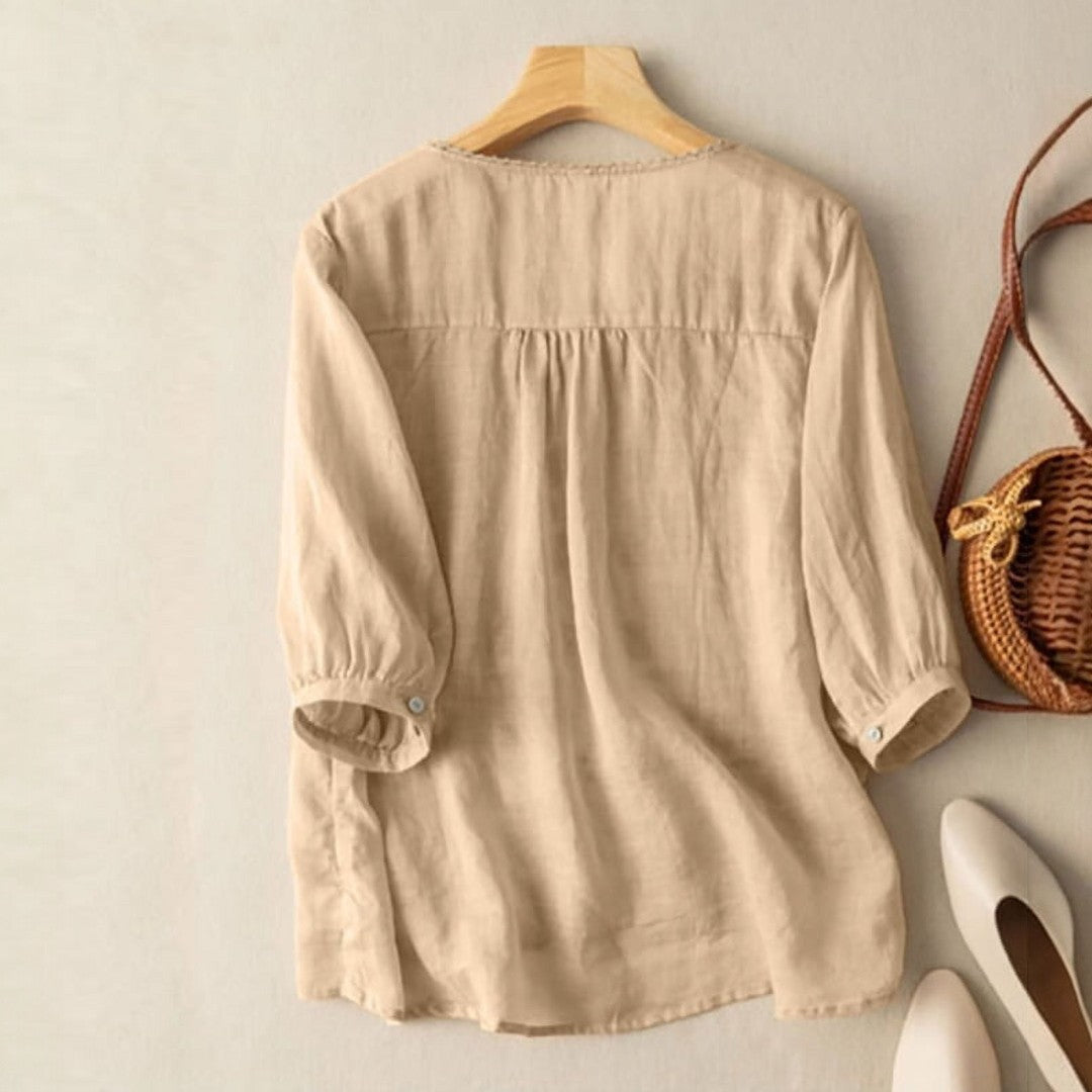 Azari Embroidered V-neck Loose Blouse