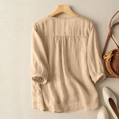 Azari Embroidered V-neck Loose Blouse