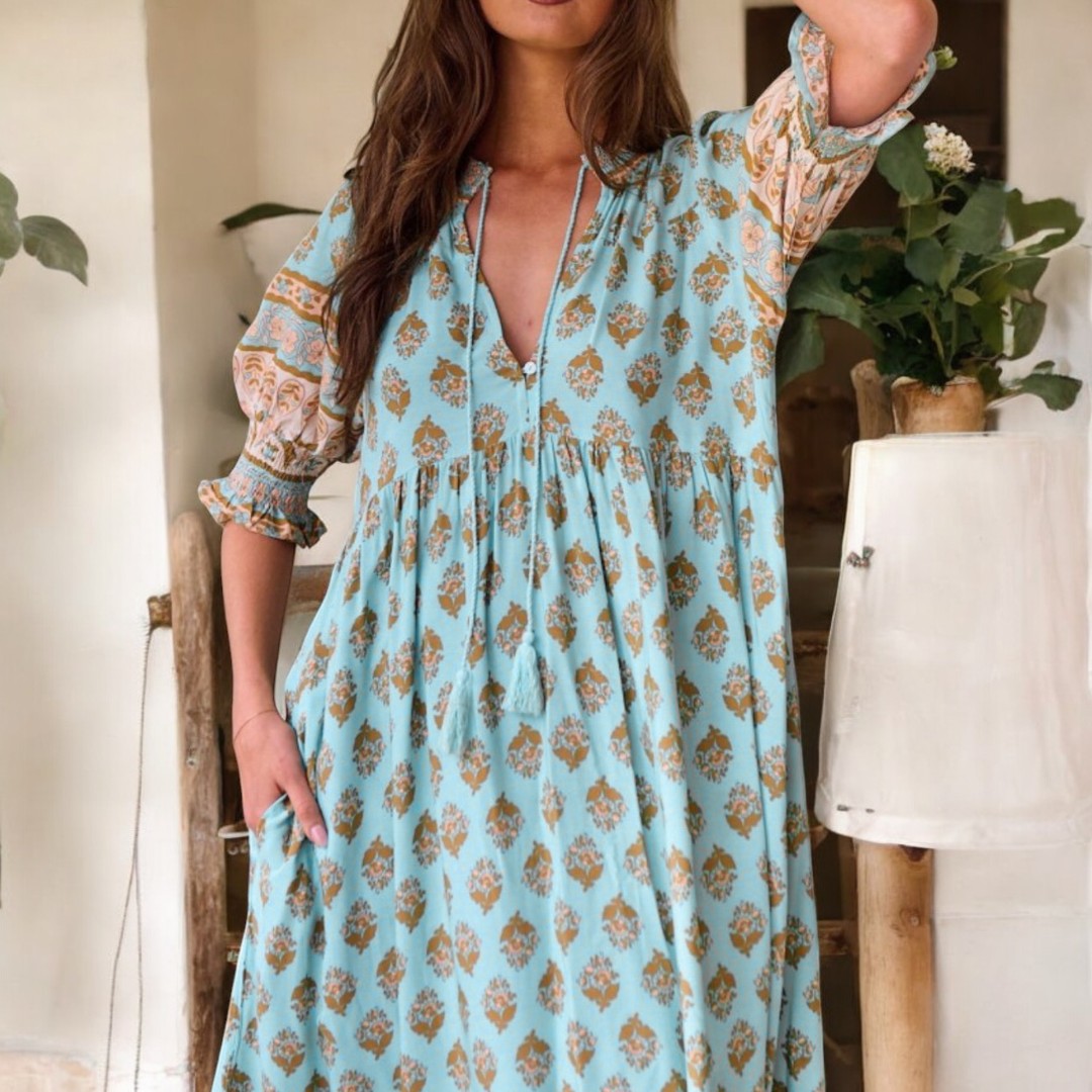 Lylah V-neck Half Sleeve Dress